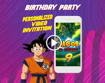 Dragon ball birthday party video invitation, anime digital animated invite for mobile