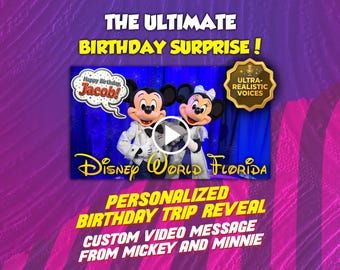 Vidéo de révélation du voyage Disney World en Floride, message d'anniversaire surprise personnalisé de Mickey et Minnie