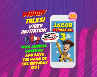 Woody talks video invitation, digital animated mobile invite with voice and free photo