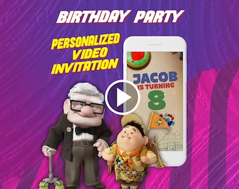 Invitation vidéo film fête d'anniversaire Up, invitation animée numérique aventure pour mobile