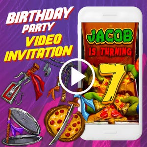Birthday party video invitation, kids digital animated video invite for mobile, superheroes e invitation