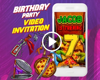 Birthday party video invitation, kids digital animated video invite for mobile, superheroes e invitation