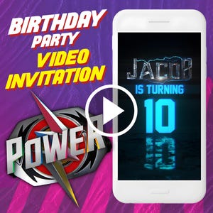Power boys and girls birthday party video invitation, digital animated video invite for mobile, superheroes e invitation