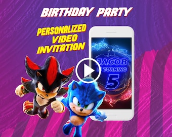Invitation vidéo de fête d'anniversaire Sonic the Hedgehog 3, invitation numérique animée pour mobile