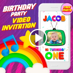 Birthday party video invitation, kids digital animated video invite for mobile, baby e invitation