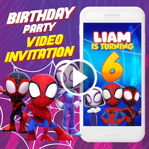Spidey and his amazing friends birthday party video invitation, Spidey digital animated video invite for mobile, e invitation