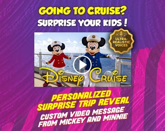 Vidéo de révélation des croisières Disney, message surprise personnalisé Mickey et Minnie