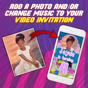 Add photo to your video invitation, change music, extra animation editing