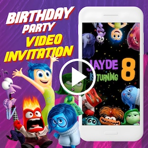 Videoinvito festa compleanno Inside Out 2, videoinvito animato digitale emozionale per cellulari, invito bambini e