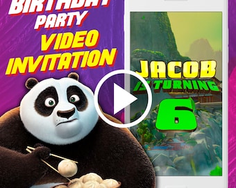 Kung fu Panda birthday party video invitation, kids digital animated video invite for mobile, e invitation