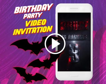 Bat Birthday Party Video Invitation, Superheroes Digital Animated