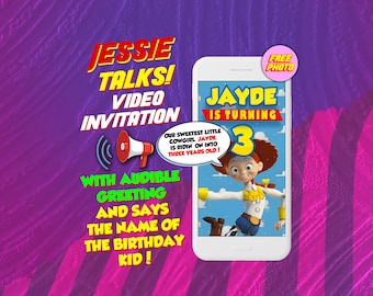 Jessie talks video invitation, digital animated mobile invite with voice and free photo