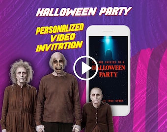 Out of dark Halloween birthday party video invitation, horror digital animated invite for mobile