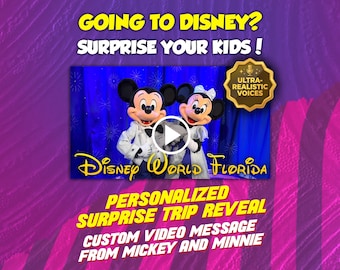 Vidéo de présentation du voyage Disney World en Floride, message surprise personnalisé de Mickey et Minnie