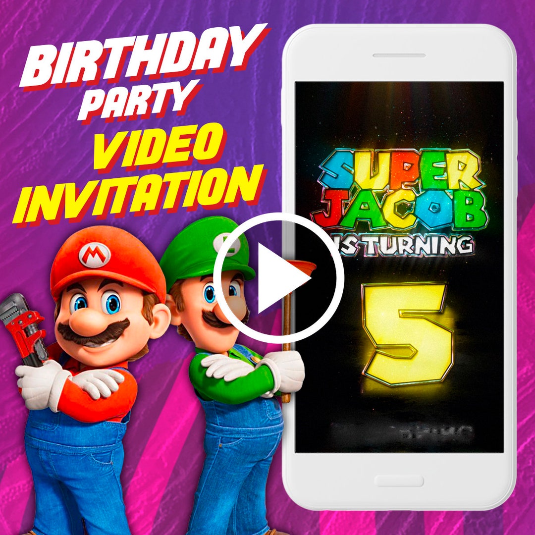 Super Mario Bros Movie Birthday Party Video Invitation, Nintendo ...