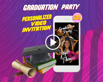 Graduation party video invitation, class of 2026 digital animated invite for mobile