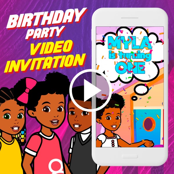 Gracie corner birthday party video invitation, Gracy digital animated video invite for mobile, e invitation