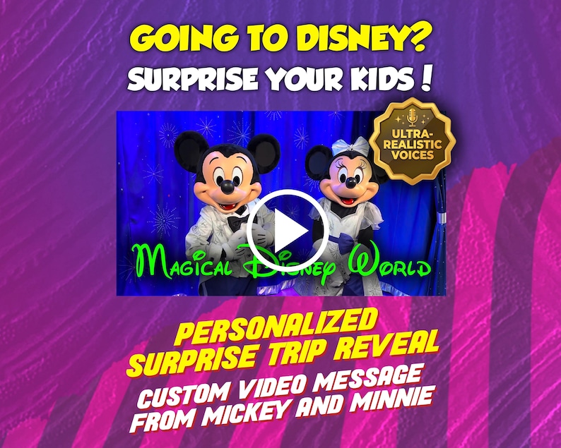 Personalized Disney World Orlando Trip Reveal Video, surprise message from Mickey and Minnie