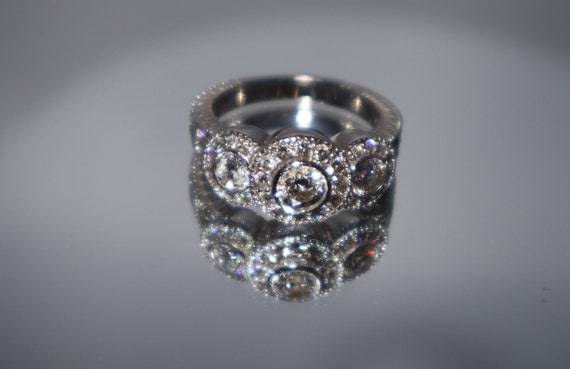 Three Diamond Stone Engagement Ring - image 1