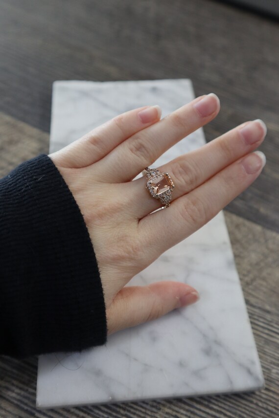 Sterling Silver Rose Gold Plated with CZs and Syn… - image 6
