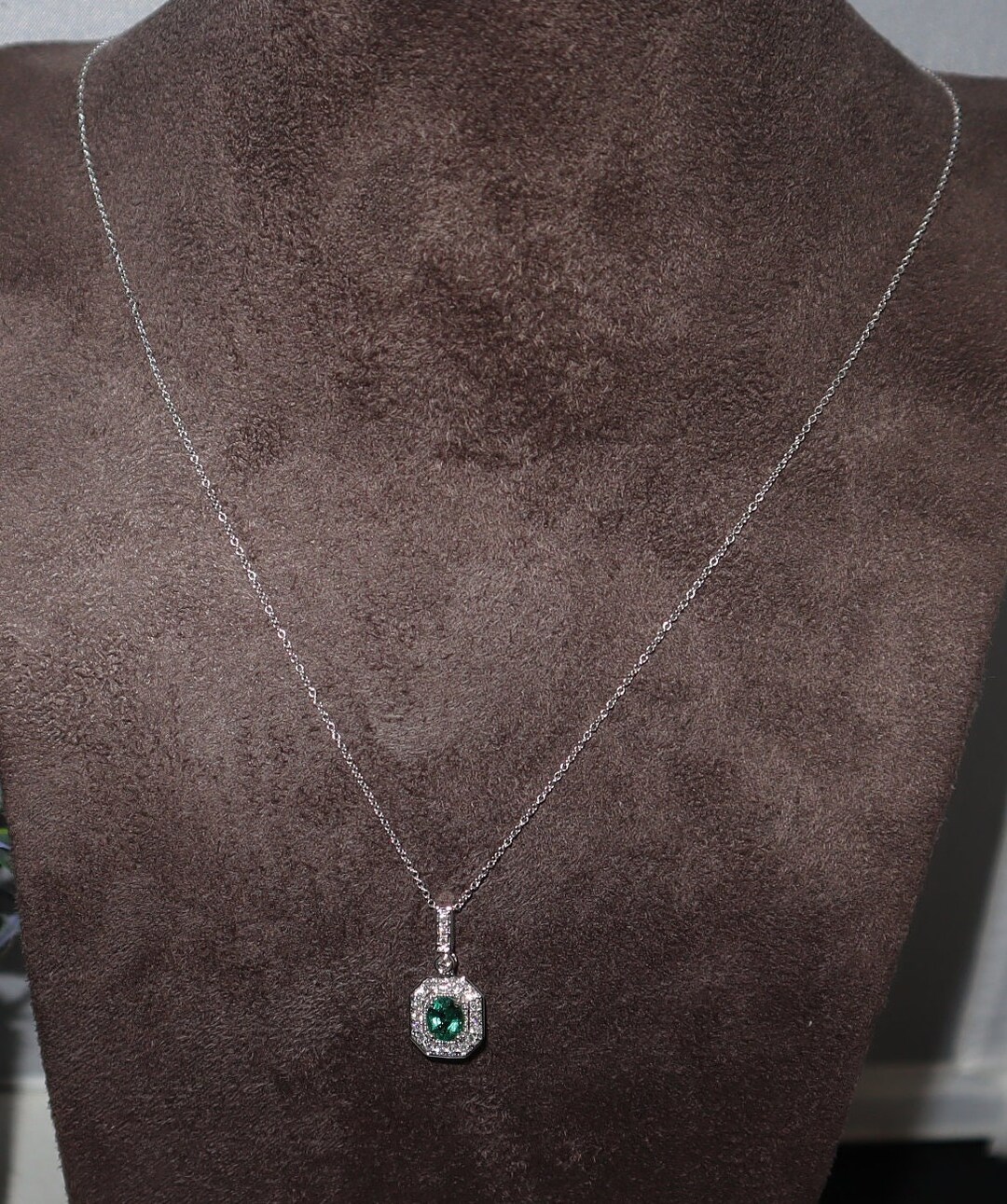 Emerald and Diamond Pendant Necklace - Etsy