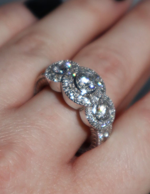 Three Diamond Stone Engagement Ring - image 5