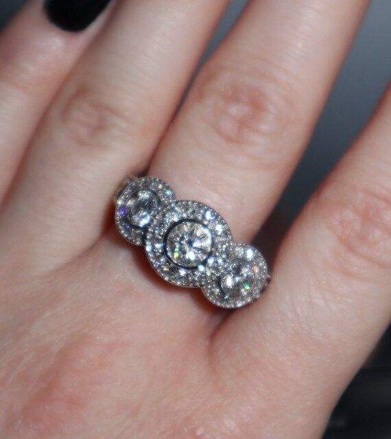 Three Diamond Stone Engagement Ring - image 3