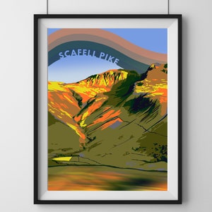 Impression numérique Scafell Pike, partie de trois du défi des trois pics, randonnées, parcs nationaux, Angleterre, Lake District, Cumbria image 2