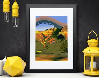 Scafell Pike Digital Print, Part of Three From Three Peaks Challenge, Hiking, National Parks, England, Lake District, Cumbria