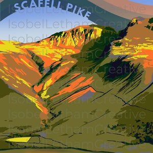 Impression numérique Scafell Pike, partie de trois du défi des trois pics, randonnées, parcs nationaux, Angleterre, Lake District, Cumbria image 3