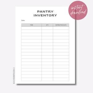 Instant Download - Pantry Inventory - Pantry List - Pantry Inventory ...