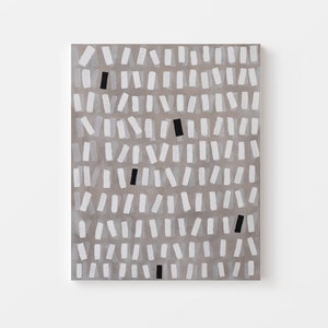 Original Minimalist Painting on Stretched Canvas in Gray, White / Contemporary Geometric Statement Art / Mid-Century Modern Wall Art