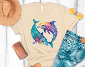 Dolphin sea animal lover t shirt, Colorful and minimalist dolphin lover shirt, sea lover shirt, dolphin lover gift, marine biologist gift