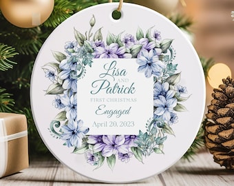 Personalized engaged ornament, engagement ornament, engaged christmas, newly engaged, newly engaged gift, custom engagement keepsake gift