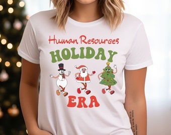 human resources christmas holiday shirt, human resources gift, human resource shirt, holly tee, retro christmas hr shirt, retro santa shirt