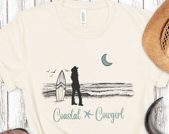 coastal cowgirl shirt, long live cowgirls, coconut girl clothes, beachy gift for her, west coast beach, western surf tshirt, cowgirl summer