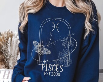 Personalized Pisces zodiac sweatshirt, Astrology Shirt, Mystical Shirt, Pisces star sign shirt, march birthday shirt, Pisces shirt gift