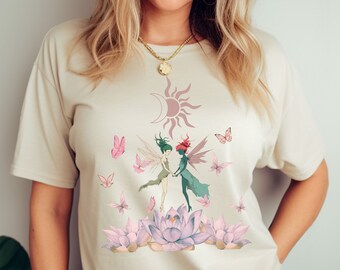 Fairy core shirt, fairy core t-shirt, fairy grunge shirt, fairy core grunge, garden fairies shirt, floral fairies shirt, pastel goth tee