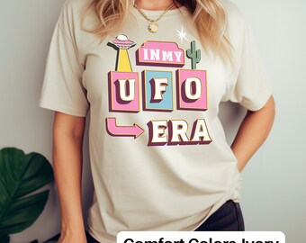 UFO t shirt, vintage ufo, science geek shirt, alien shirt, retro alien shirt, area 51 shirt, space shirt, in my ufo era, oversized ufo shirt