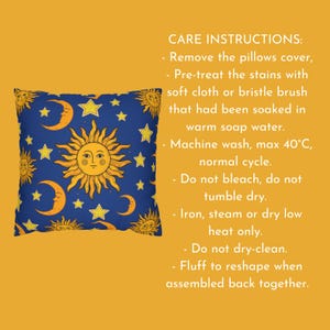 Sun pillow cover, celestial 90's pillow cover, celestial bedding pillow cover,mystical cosmic pillow, sun moon stars home decor, moon pillow bild 2