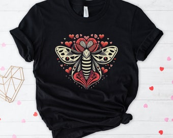 Valentines day pastel goth moth shirt, Cottagecore clothing, pastel goth clothing, pastel goth clothes, cute pastel grunge shirt, whimsigoth