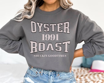 Moletom grande com estampa de ostra assada, presente para festa de frutos do mar assados no outono, camiseta para amantes de frutos do mar, moletom com estampa de fogueira