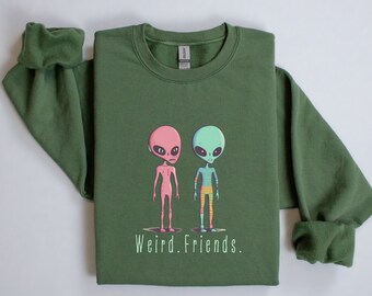 Aliens Sweatshirt, UFO Sweatshirt, Aliens Shirt, Minimalist Sweatshirt, Space Sweatshirt, Alien Lover Sweatshirt, Crewneck Sweatshirt