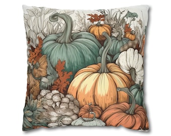 Beautiful fall autumn pumpkin harvest indoor pillow cover, 20x20 fall pillow cover, fall pillow case, 16x16 pillow cover, throw pillow cover