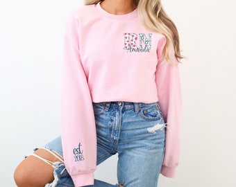 Custom Nurse Sweatshirt, Personalized Nurse Shirt, Custom Shirt Sleeve, Nursing School Tee, Pastel Nurse Sweatshirt, Registered Nurse Shirt