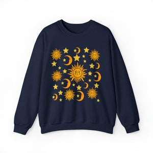 Celestial 90's sweatshirt, here comes the sun, celestial sweatshirt, moon sweat shirt, sun moon shirt, whimsigoth shirt, sun moon crew neck image 2