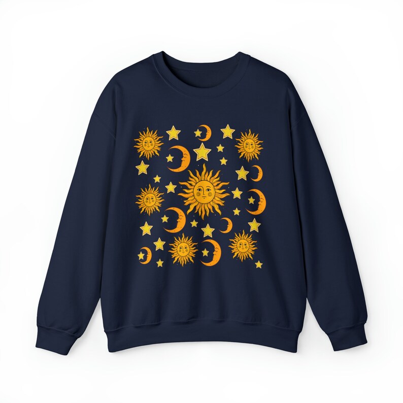 Celestial 90's sweatshirt, here comes the sun, celestial sweatshirt, moon sweat shirt, sun moon shirt, whimsigoth shirt, sun moon crew neck image 2