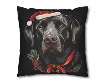 Black lab christmas pillow cover, 20x20 pillow cover, dog pillow, 16x16 pillow cover, throw pillow cover, black labrador