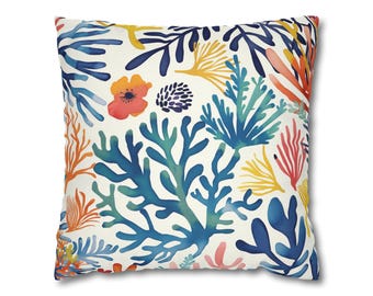 Coastal decor pillow cover, 20x20 pillow cover, beach themed decor, 16x16 pillow cover, throw pillow cover, coastal lover pillow,