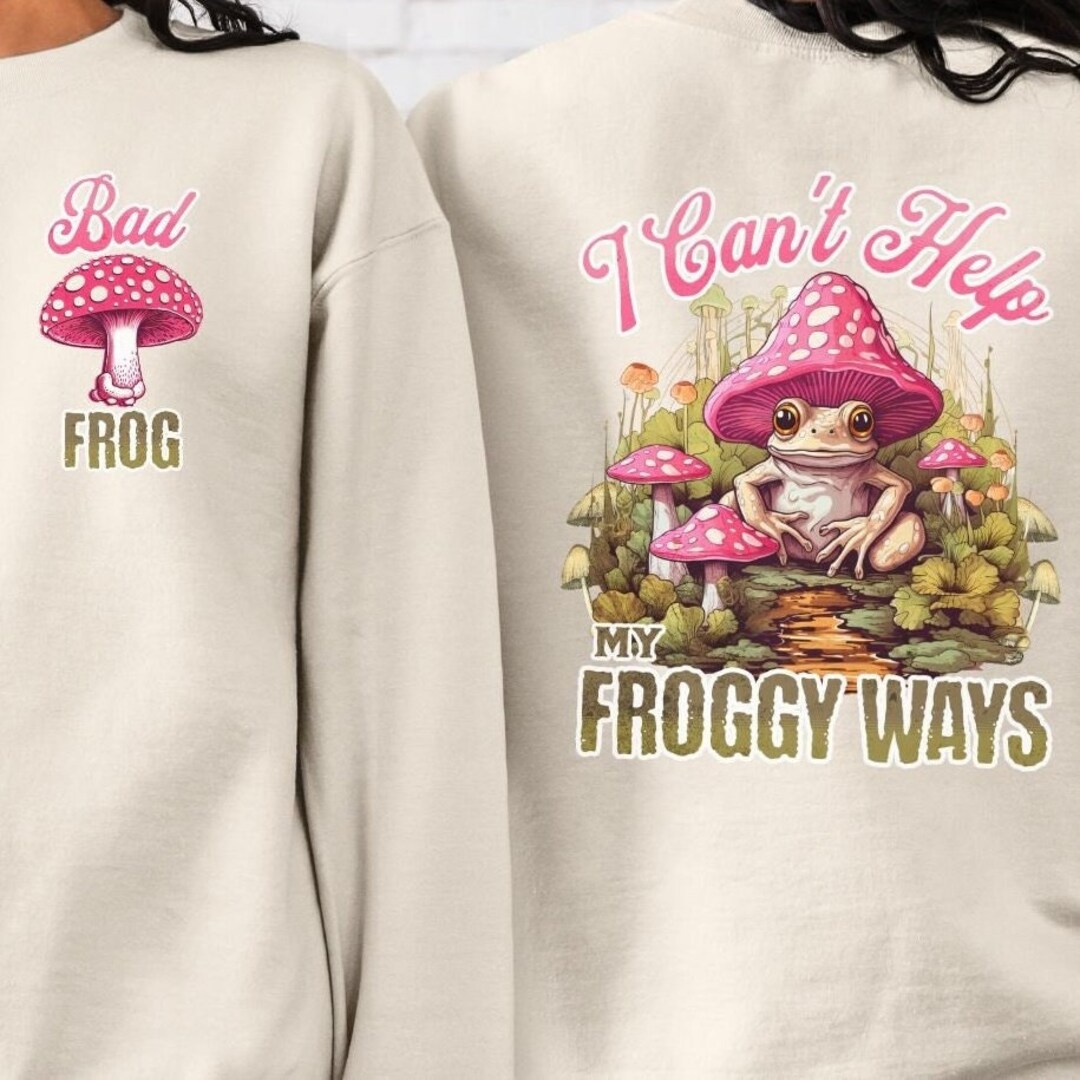 Frog Mushroom Cottagecore Sweatshirt, Whimsicore Frog Sweatshirt, Comfy Frog Mushroom Lover